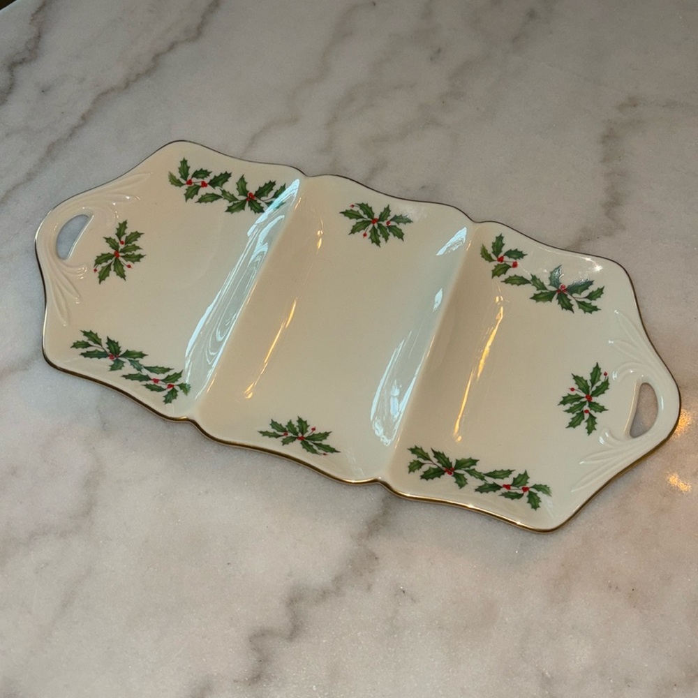 Lenox Holiday oblong 3 part divided server